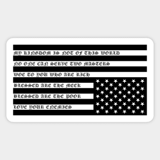 American Flag Christian Nation Black and White Sticker